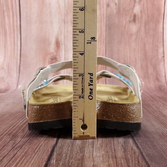 *READ* Birkenstock Betula Womens Size 10 White Turquoise Stones Sandals Rare - Picture 12 of 15